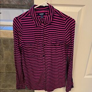Old Navy Fuchsia and Navy Striped Shirt